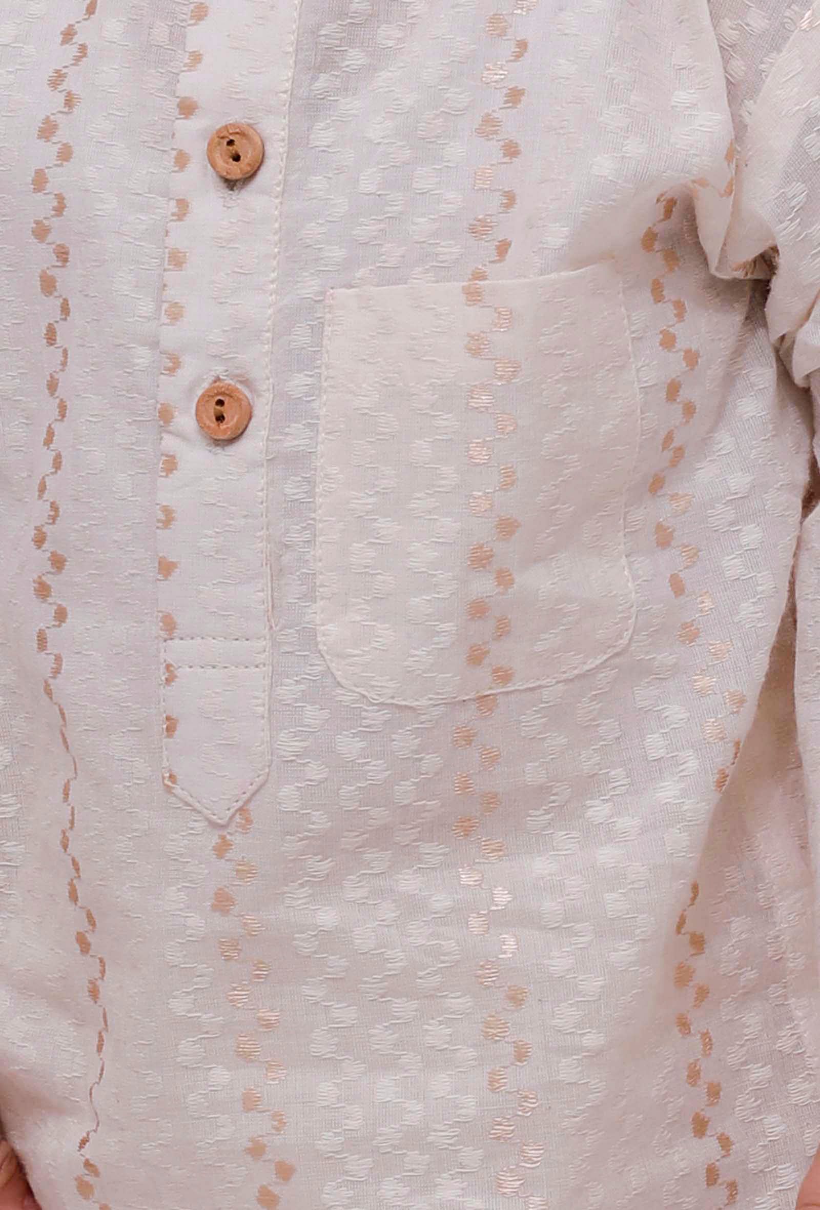 Set of 2 - Gold Zig-Zag Malmal Kurta Pyjama