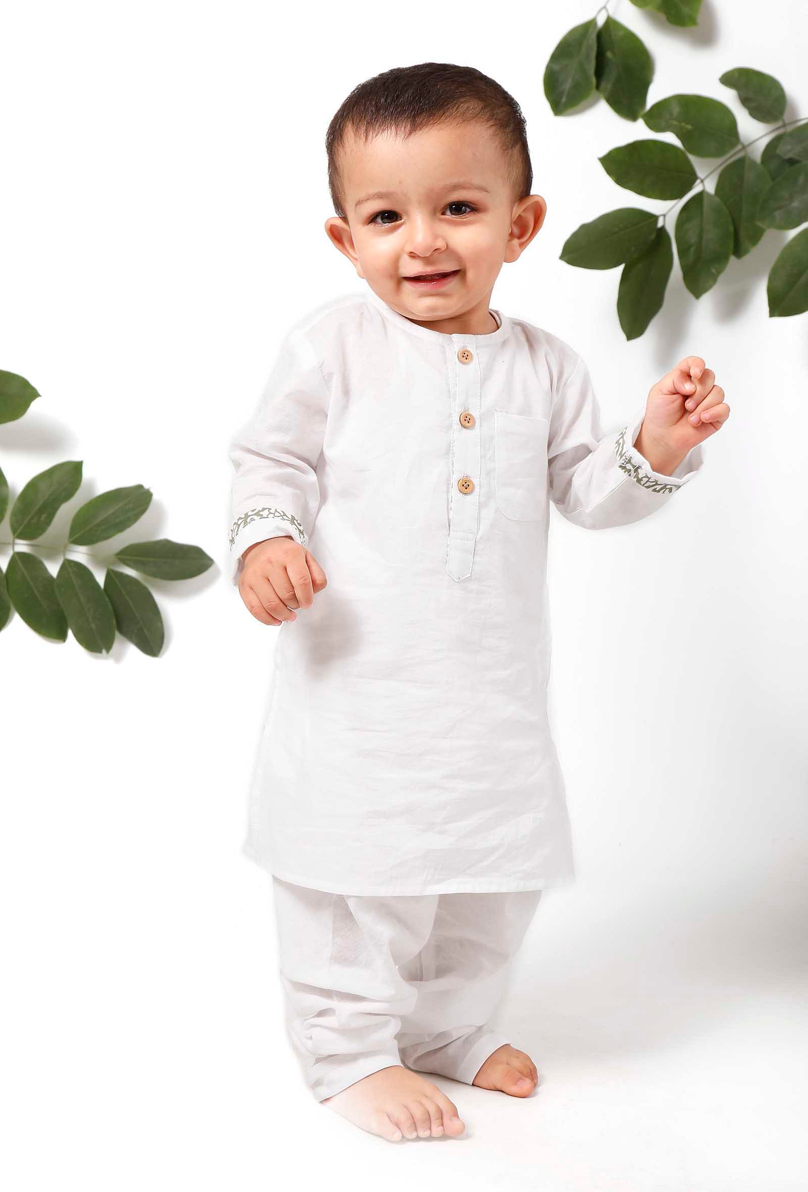 Set of 2 - Barney White Kurta Pyjama Set