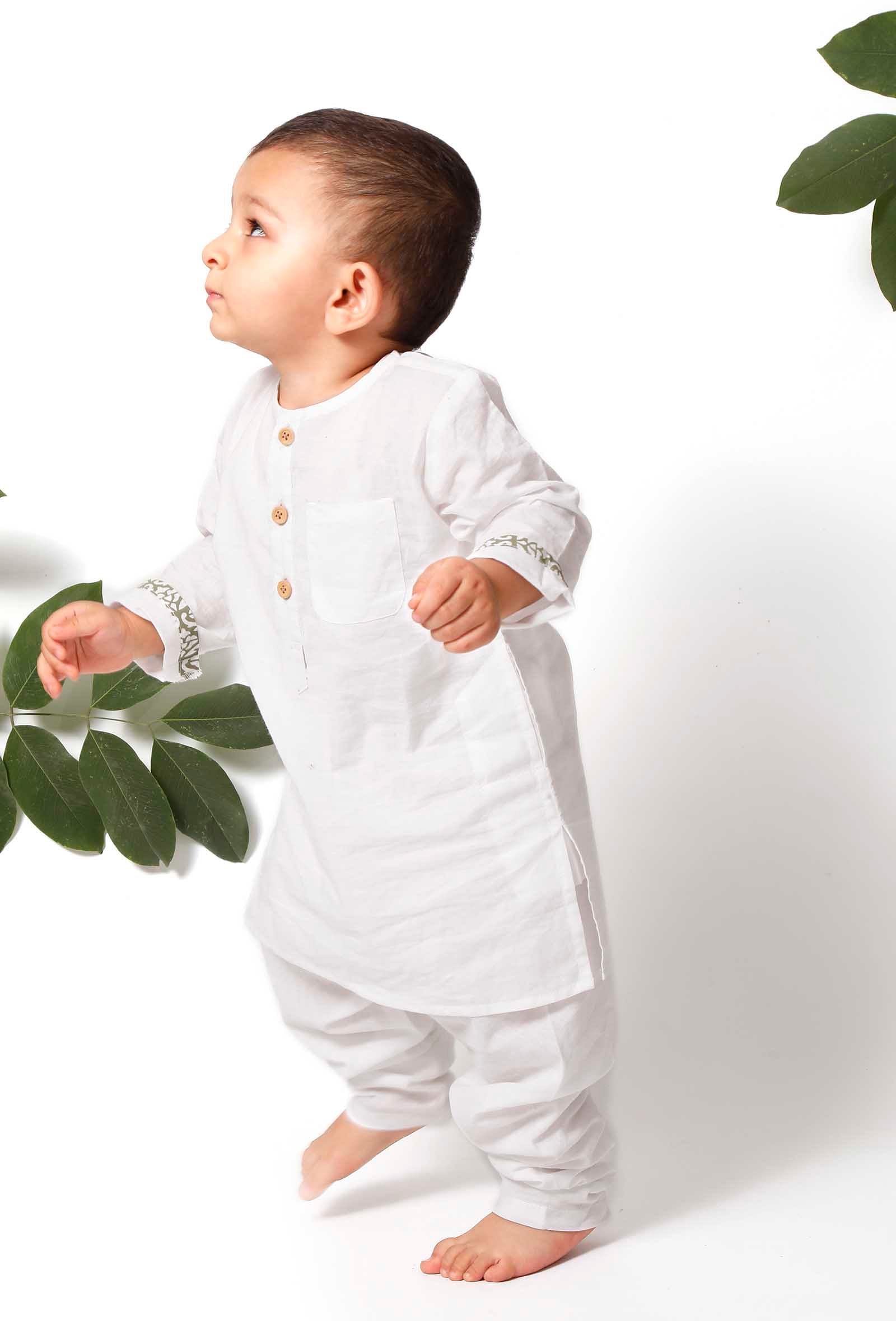Set of 2 - Barney White Kurta Pyjama Set