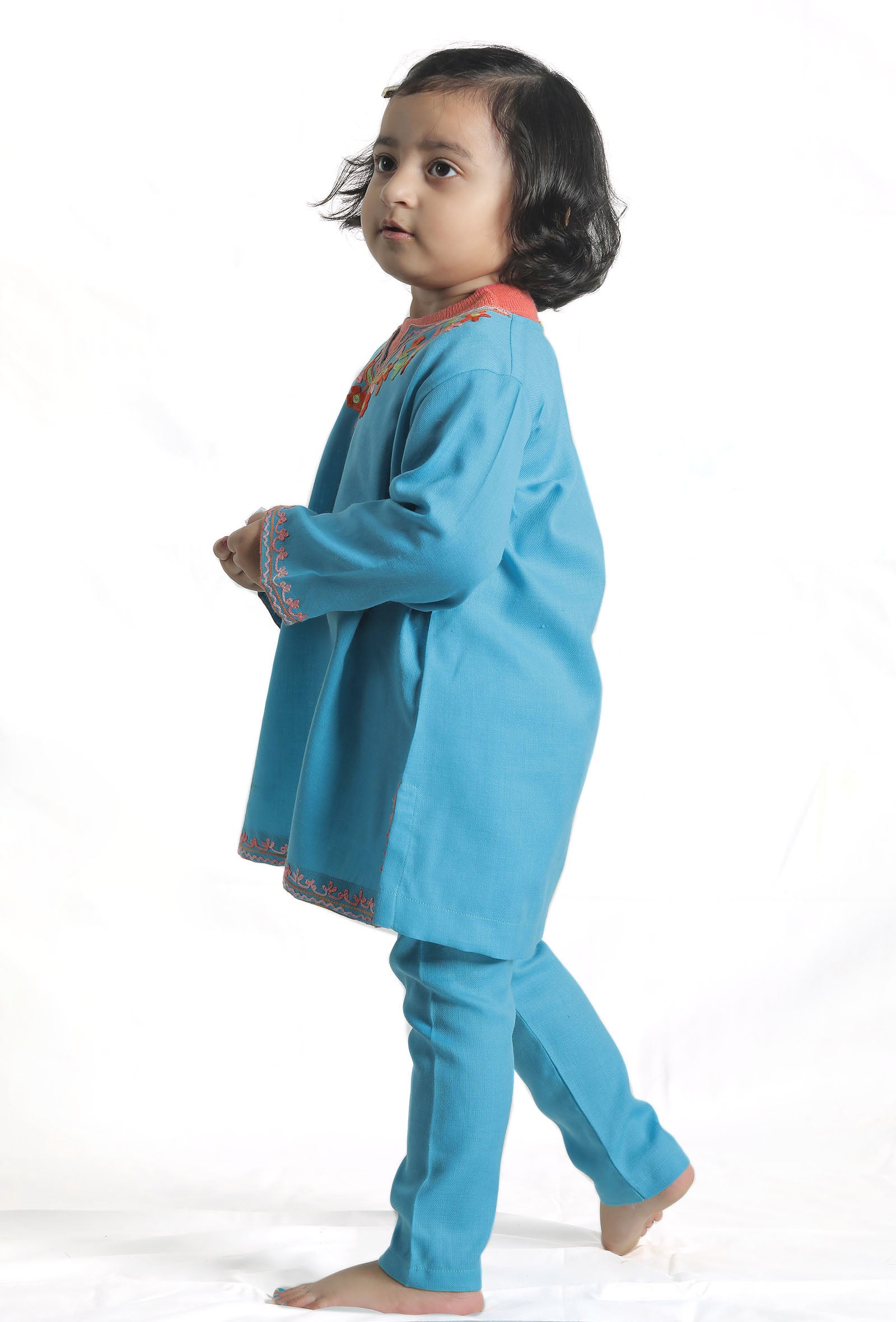 Sky Blue Pure Woollen Phiran set