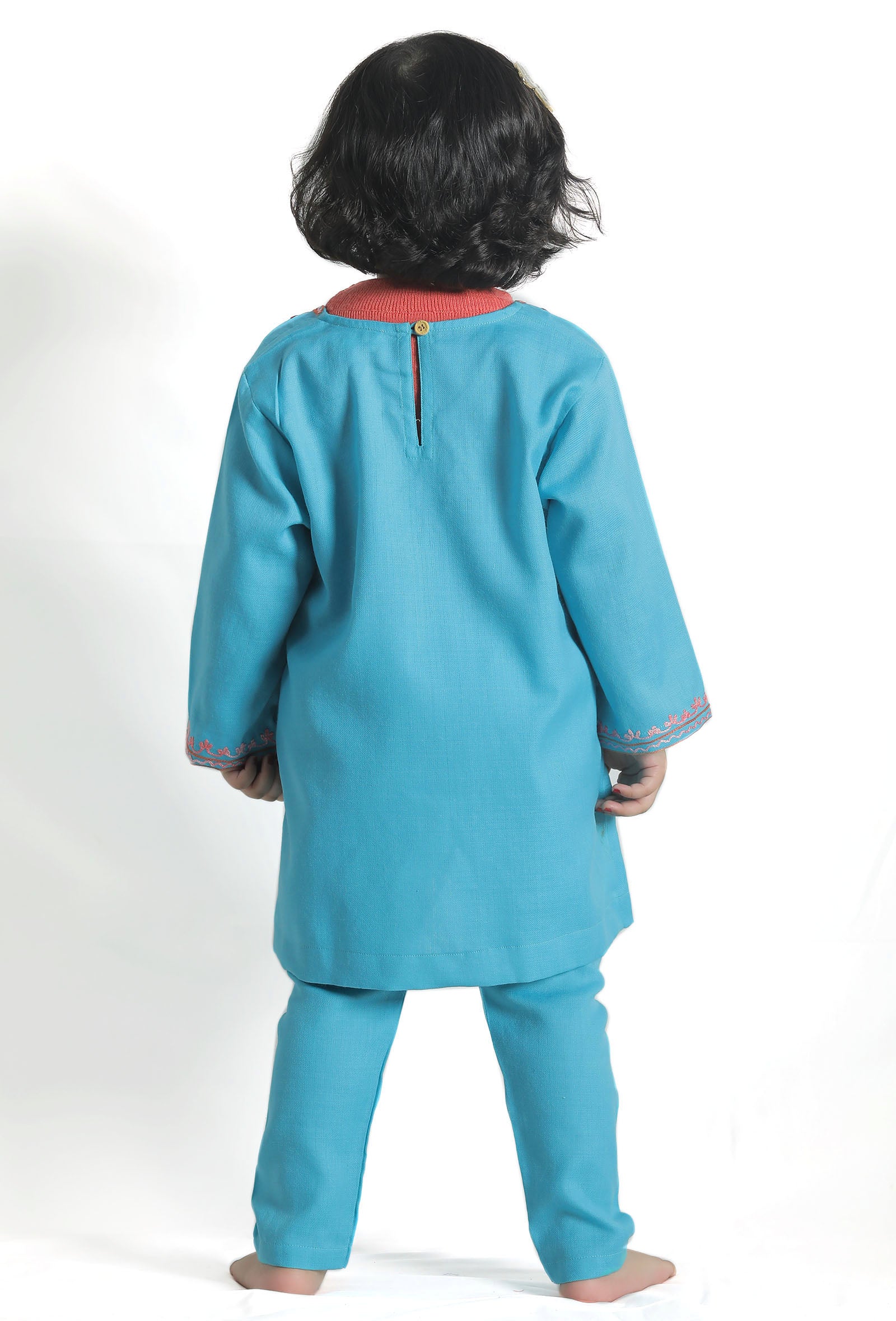 Sky Blue Pure Woollen Phiran set