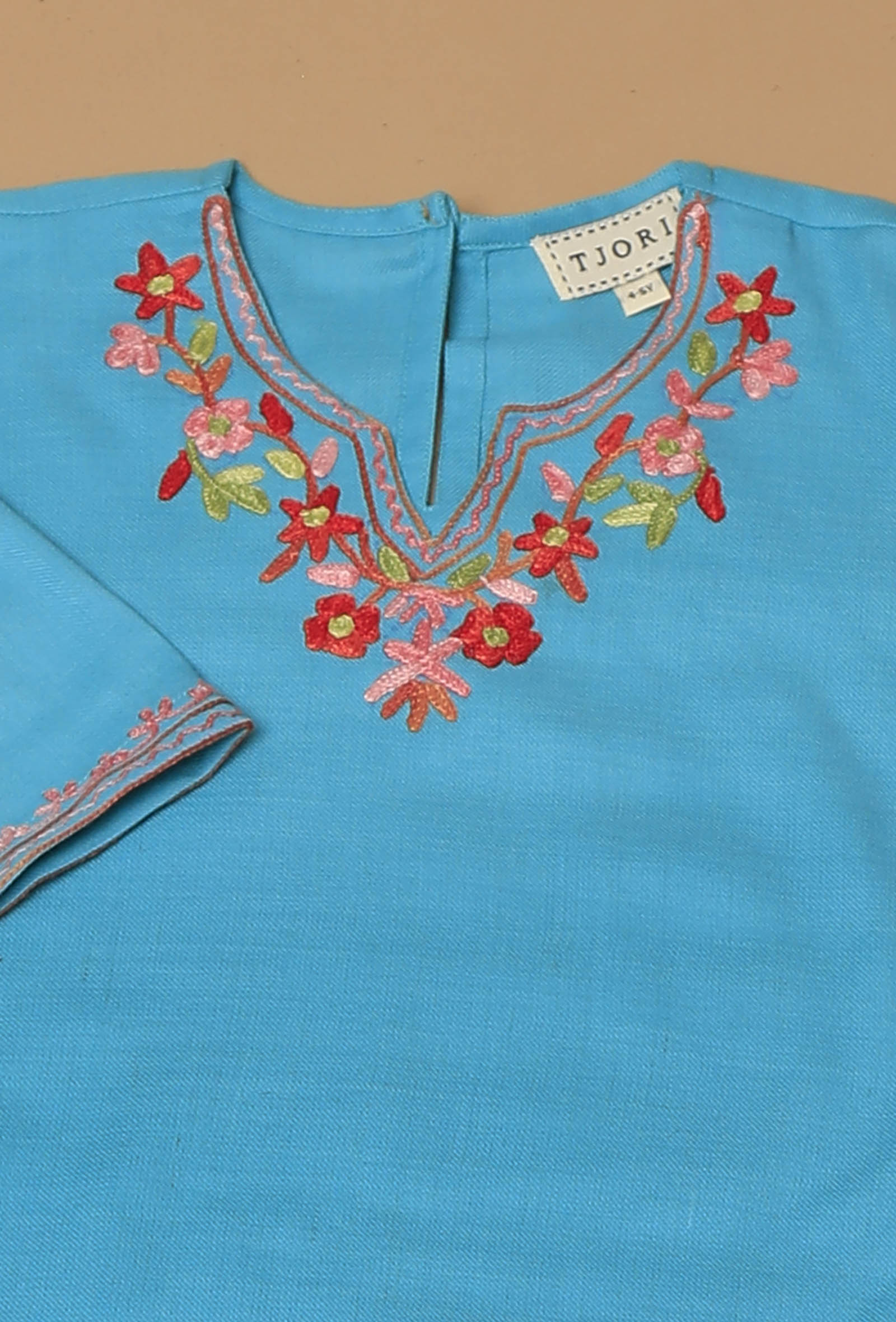 Sky Blue Pure Woollen Phiran set