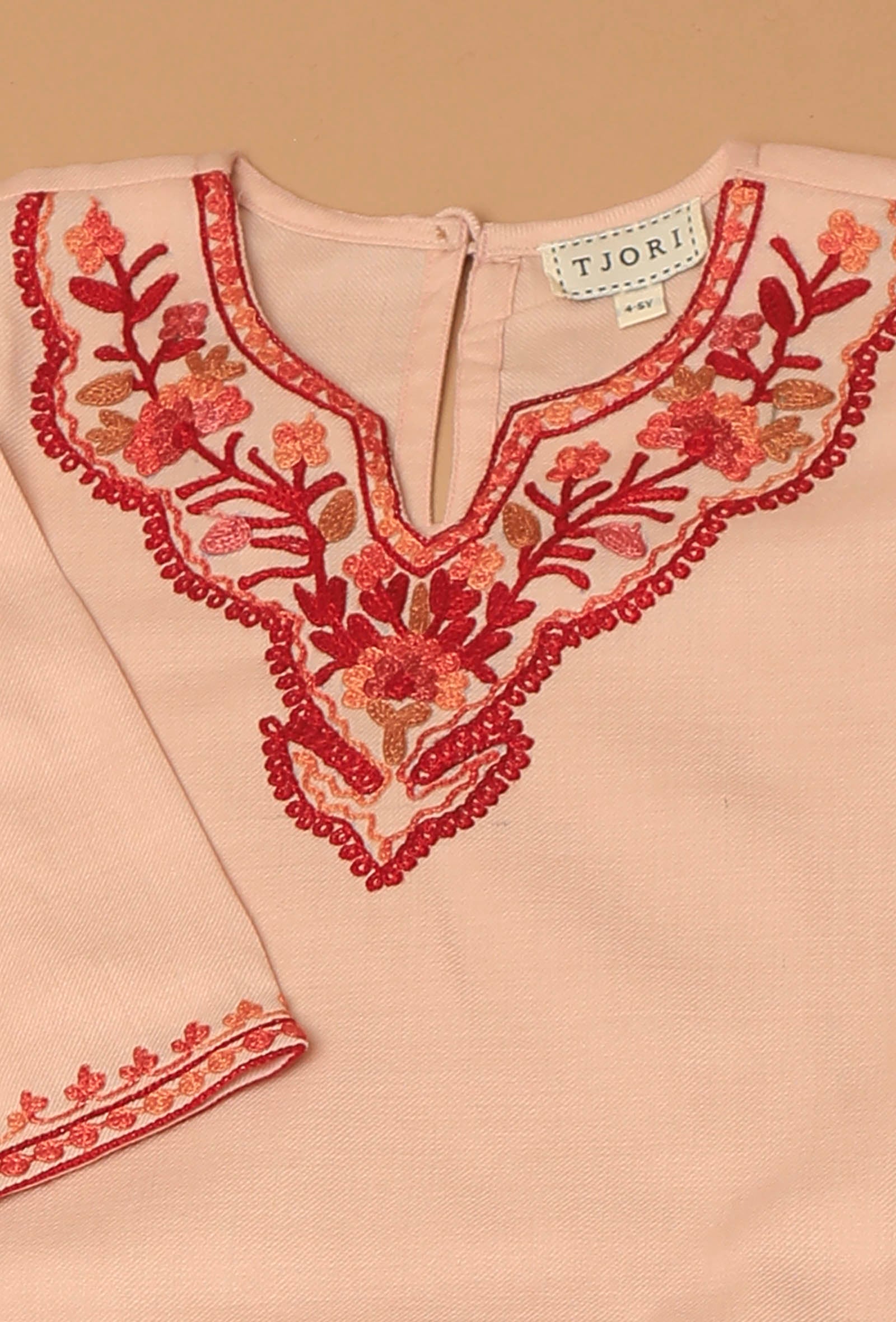 Peach Pink Pure Woollen Phiran set