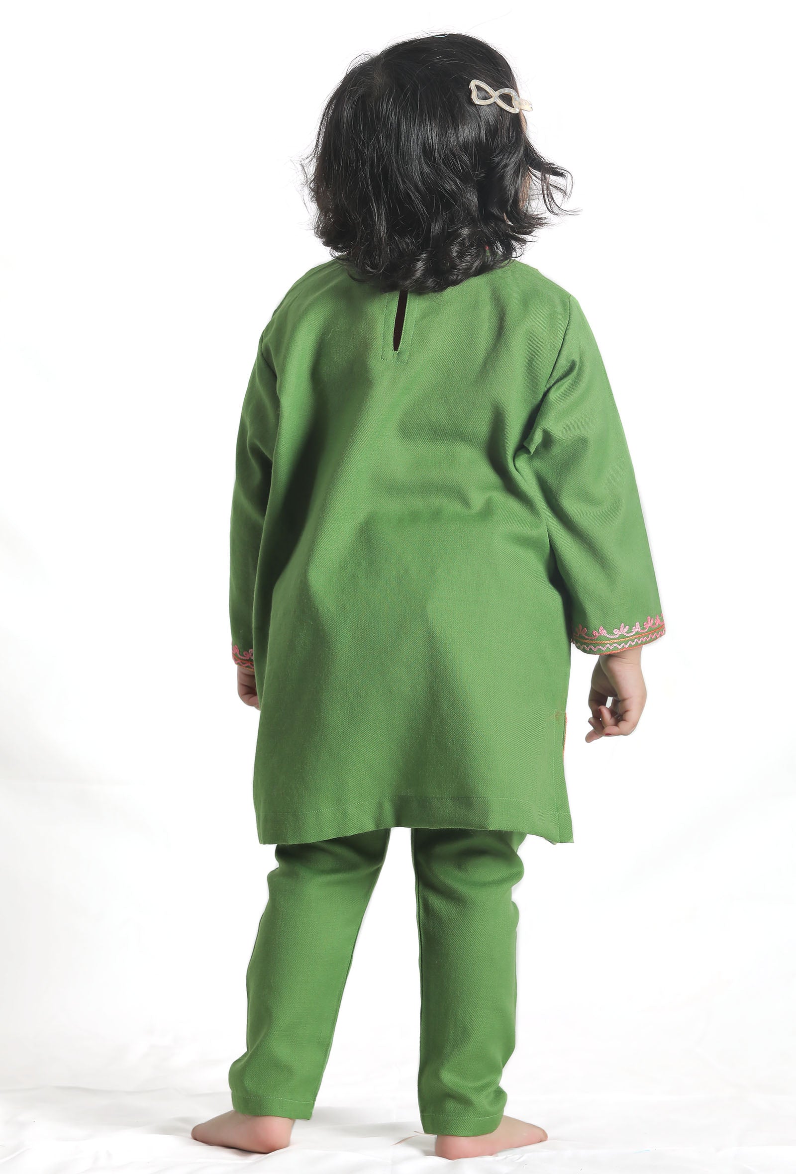 Green Pure Woollen Phiran set