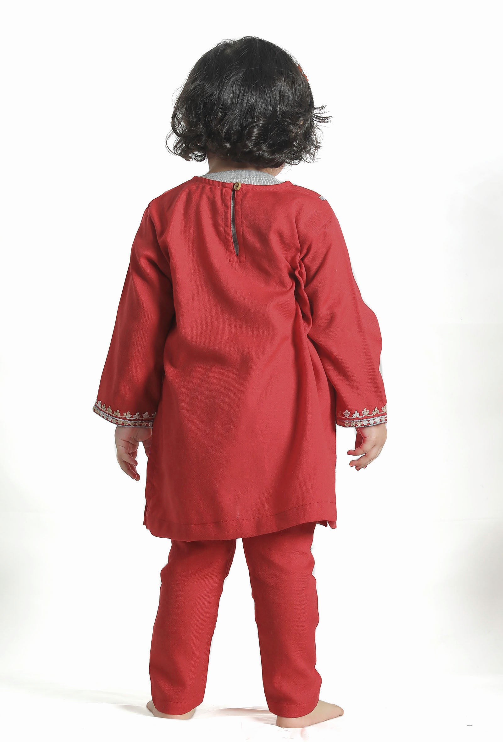Merry Red Pure Woollen Phiran set