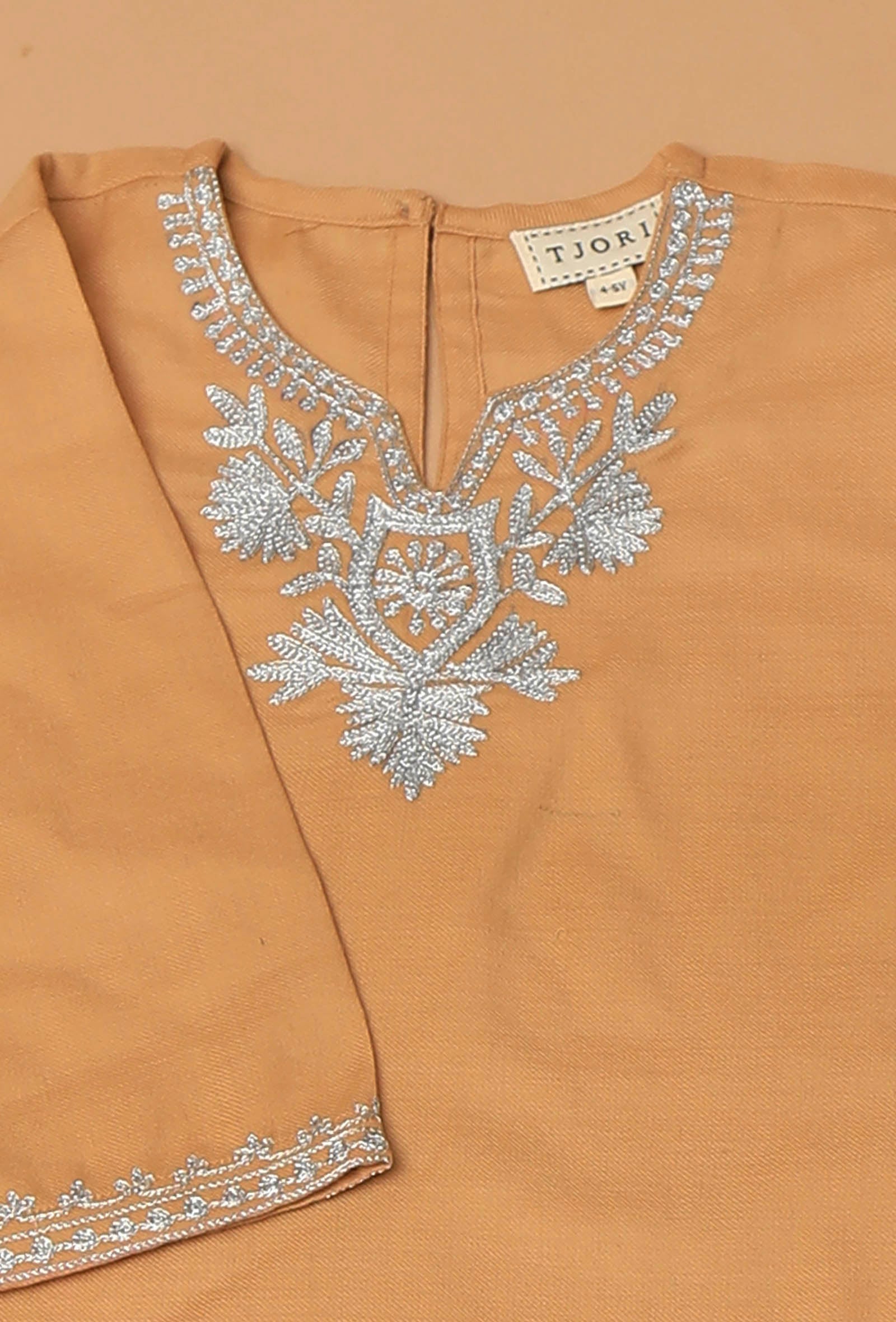 Beige Pure Woollen Phiran set