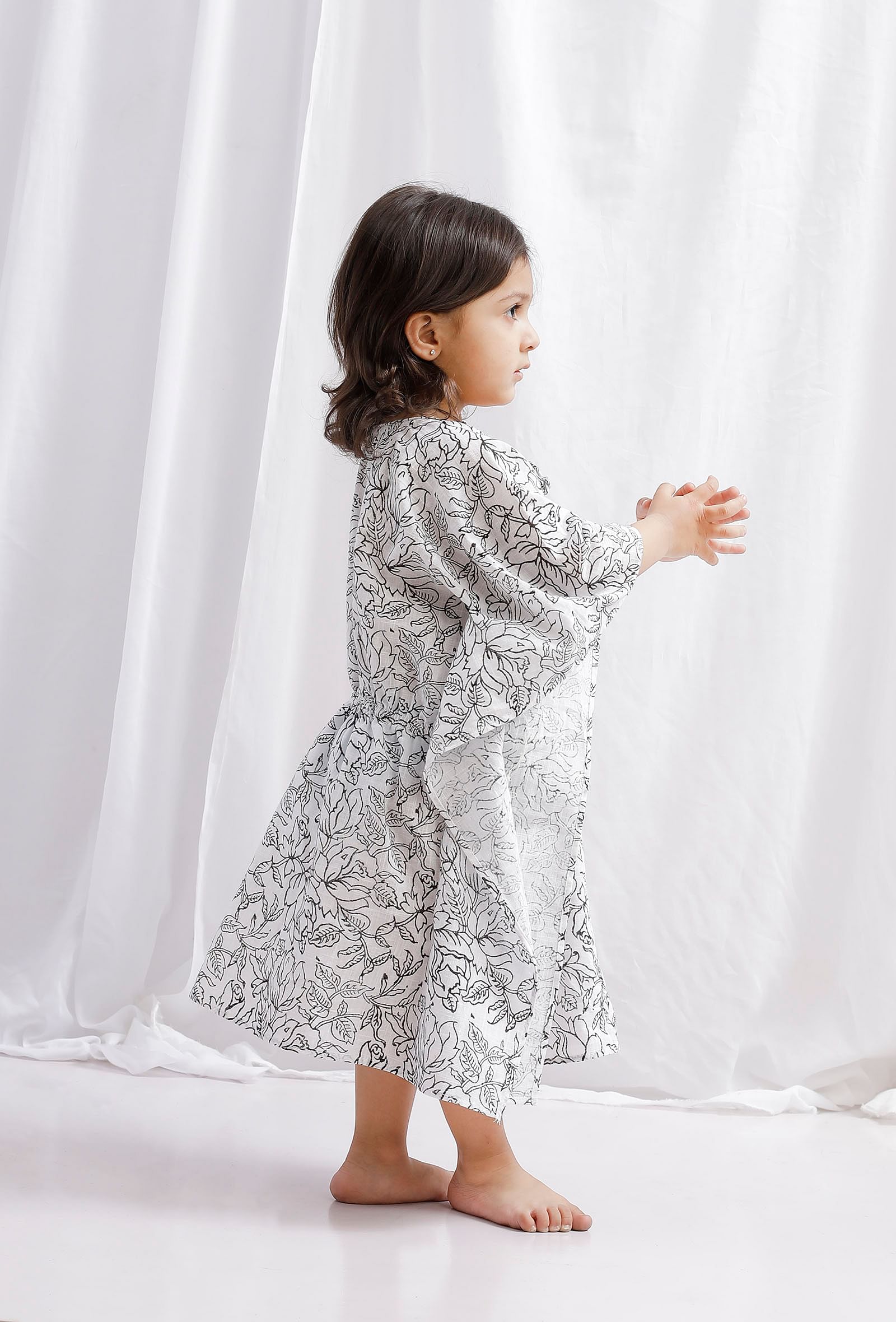 Black Block Printed Cotton Kaaftan