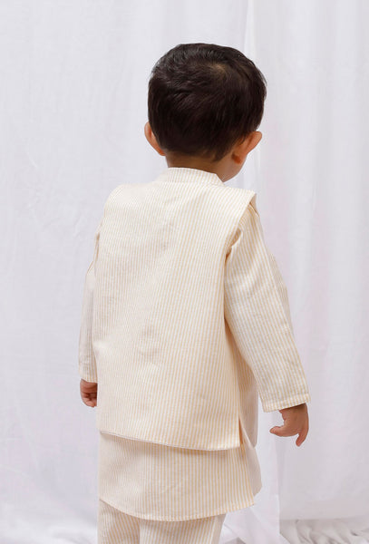 Yellow Striped Nehru Jacket main image 1