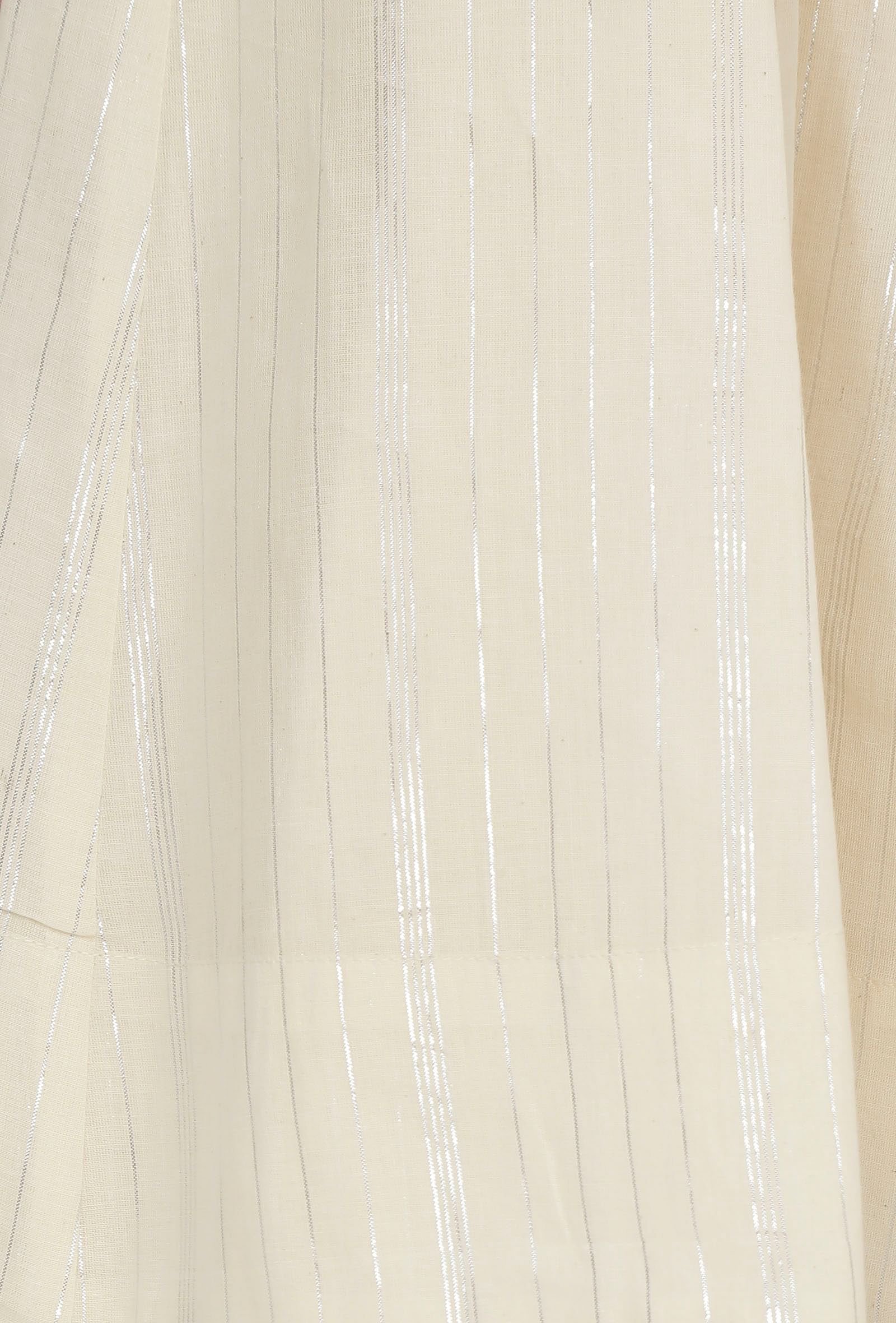 Set of 2: Sand White Cotton Anarkali Kurti with Flared Pants