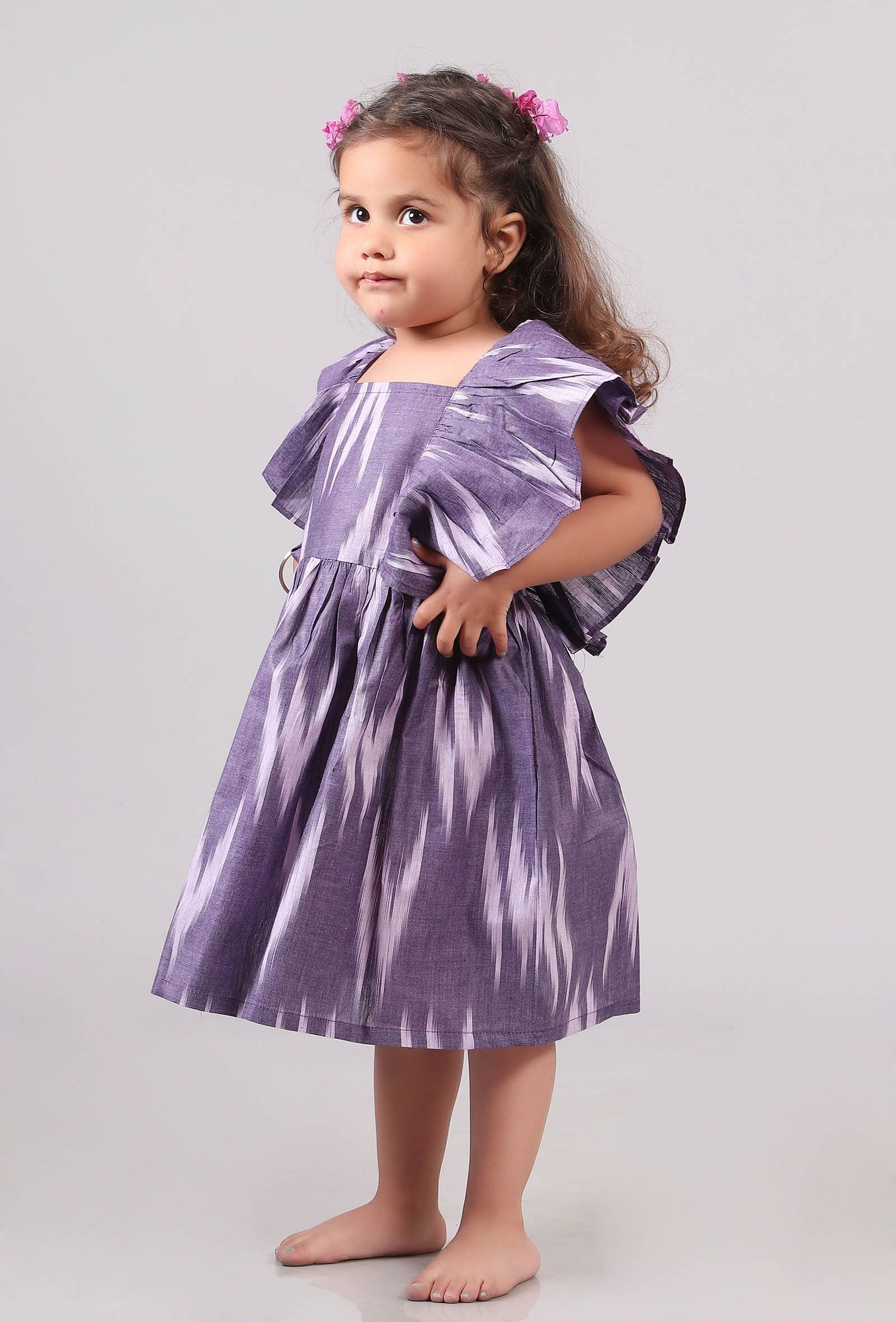 Violet Ikat Gathered Kurta