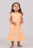 Orange Ikat Shoulder Flared Dress