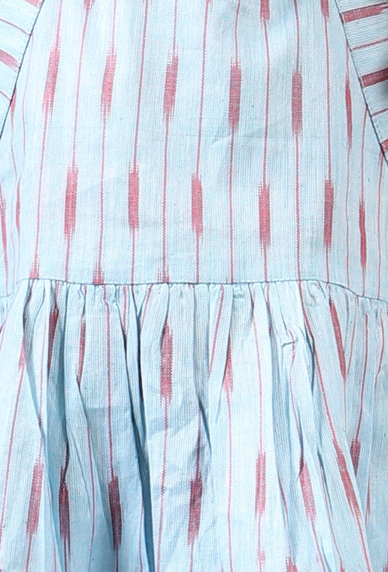 Sky Blue Ikat Sleeveless Flared Dress