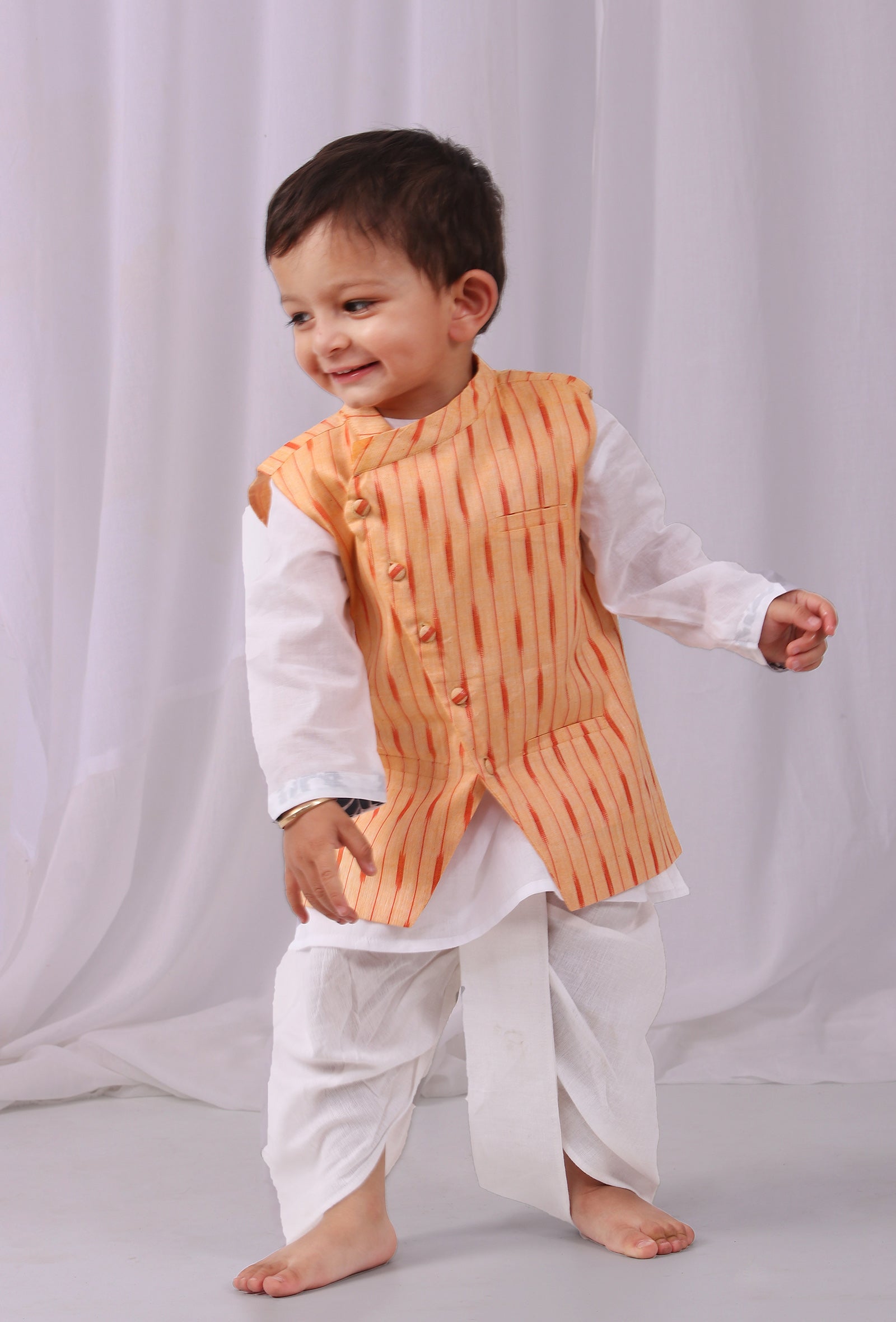 Lemon tart Yellow Ikat Nehru Jacket
