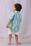 Teal Blue  Ikat Half Sleeves Shirt