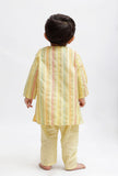 Set Of 2: Yellow Striped Kurta and Yellow Pant