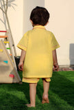 Set Of 2: Sunshine Yellow Cotton Shirt And Yellow Short