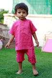 Set Of 2: Candy Pink Cotton Shirt And Pink Short