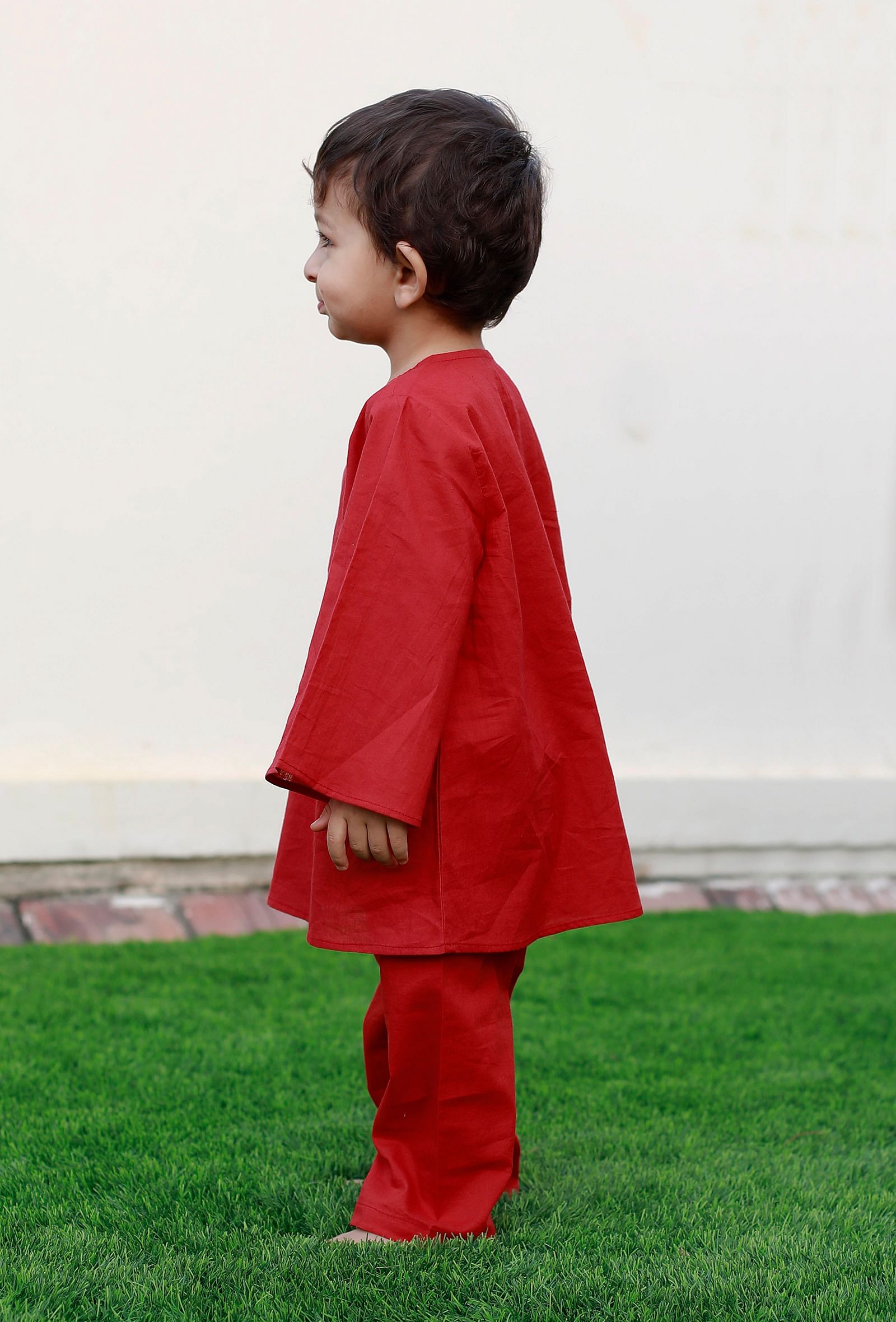 Set Of 2: Dennis Red Kurta And Red Pyjama