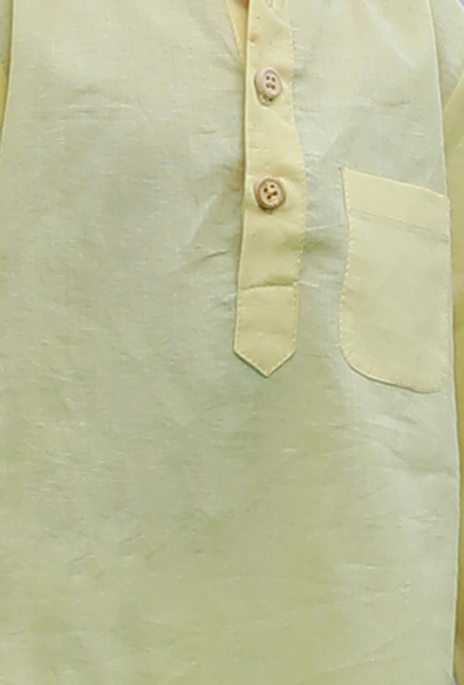 Set Of 2: Snoopy Yellow Cotton Kurta And Yellow Short