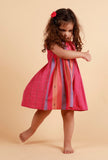 Pink Multicolor Stripe Flared Woven Dress