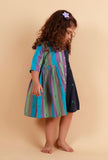 Blue Striped Flared Dress