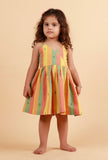 Yellow Striped Flared Woven Dress