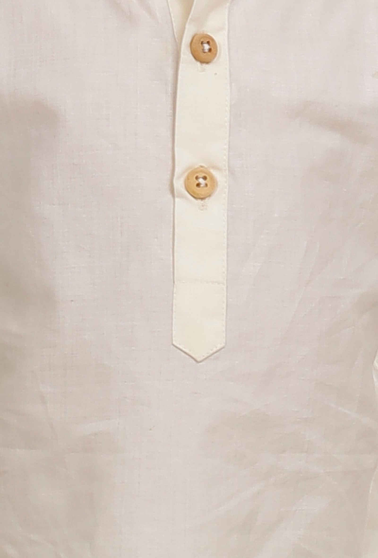 Set Of 2: Off-white Mul Mul Kurta With Off-white Pant