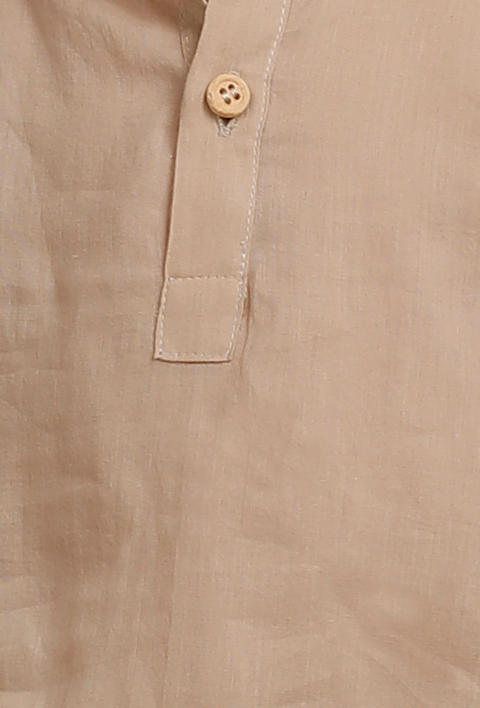 Set Of 2: Beige Mul Mul Short Kurta With  Short