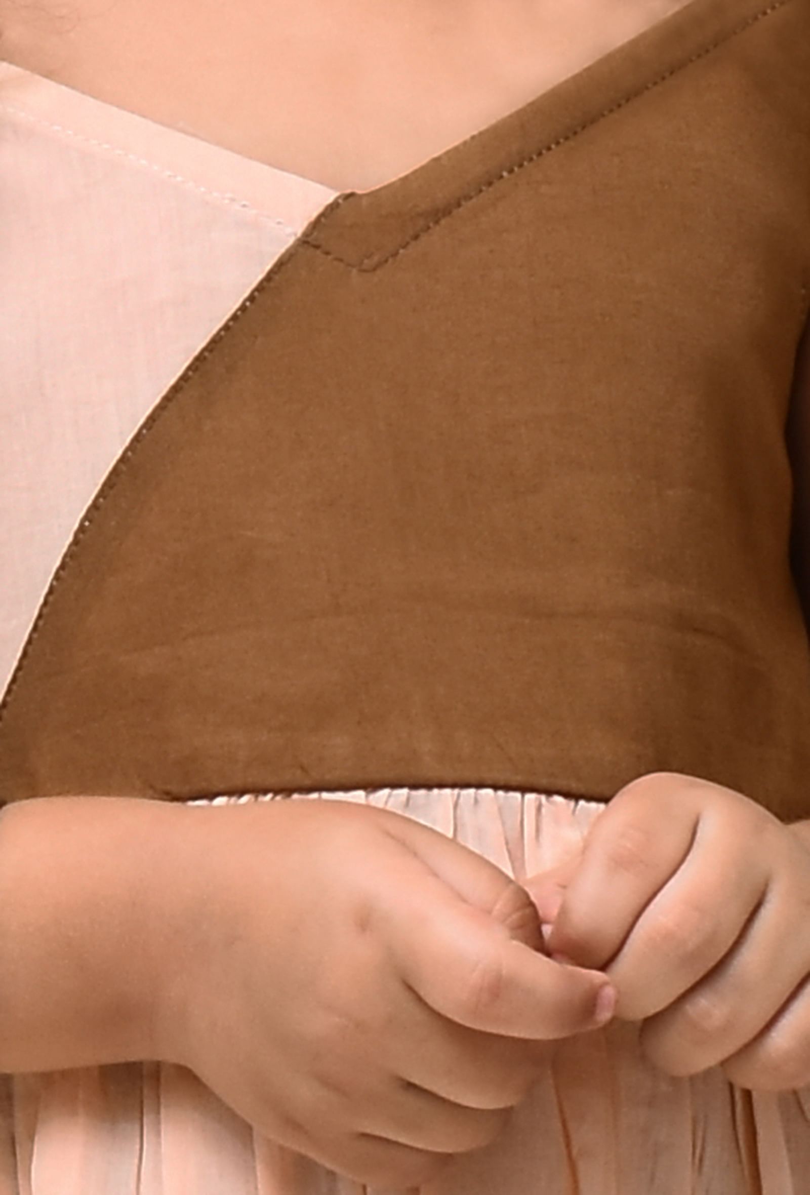 Peach And Brown Mul Mul Dress