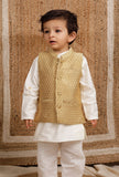 Beige Mustard Brocade Nehru Jacket