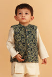 Arth Indigo Ajrakh Print Cotton Nehru Jacket