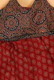 Set Of 2: Luna Indigo Ajrakh Print Cotton Top & Madder Red Skirt