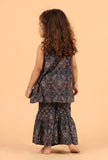 Set Of 2: Kira Indigo Multi Ajrakh Print Cotton Kurta & Sharara
