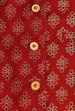 Kavan Madder Red Ajrakh Print Cotton Nehru Jacket