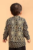 Parv Black Ajrakh Print Cotton Nehru Jacket