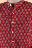Aaron Madder Red Ajrakh Print Cotton Super Short Kurta