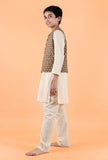 Enzo Khaki Ajrakh Print Cotton Nehru Jacket