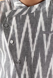 Grey Ikat Cotton Nehru Jacket