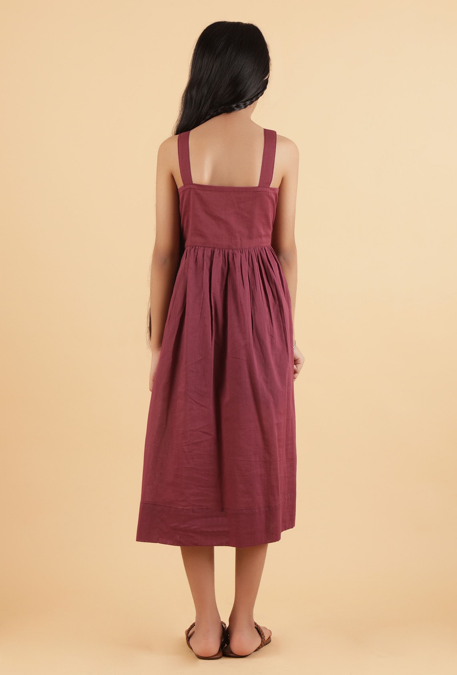Maroon Purple Mulmul Dress