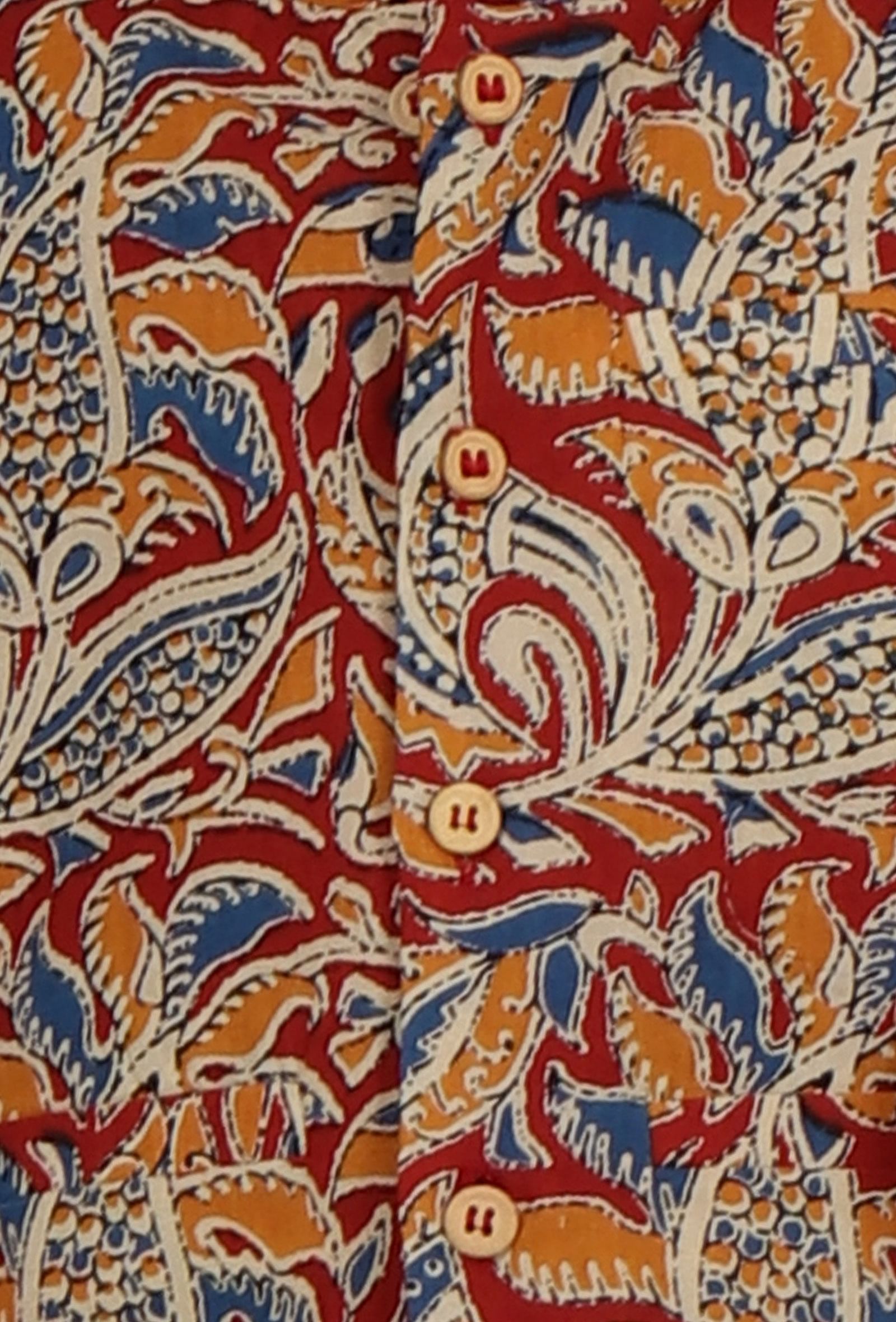 Ayan Maroon Red Kalamkari Printed Cotton Nehru Jacket