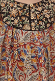 Ihina Black & Maroon Red Kalamkari Printed Cotton Dress