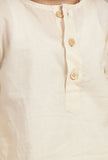 Set Of 2: Harit Off-white Cotton Kurta & Pyjama