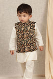 Caitya Black Kalamkari Printed Cotton Nehru Jacket