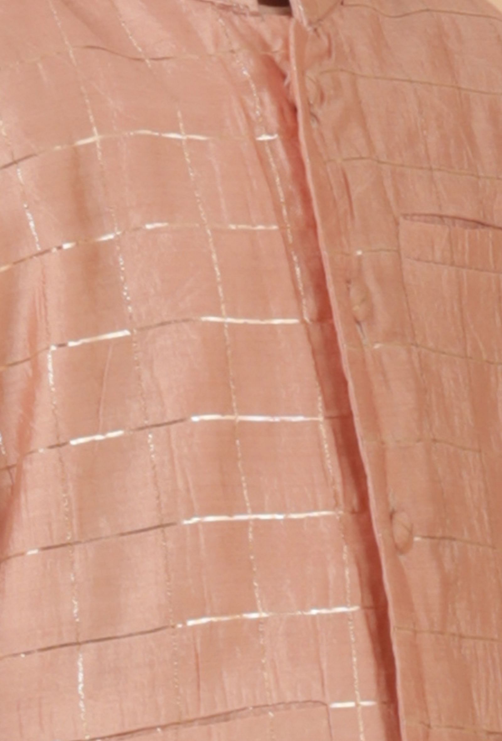 Peach Check Chanderi Nehru Jacket