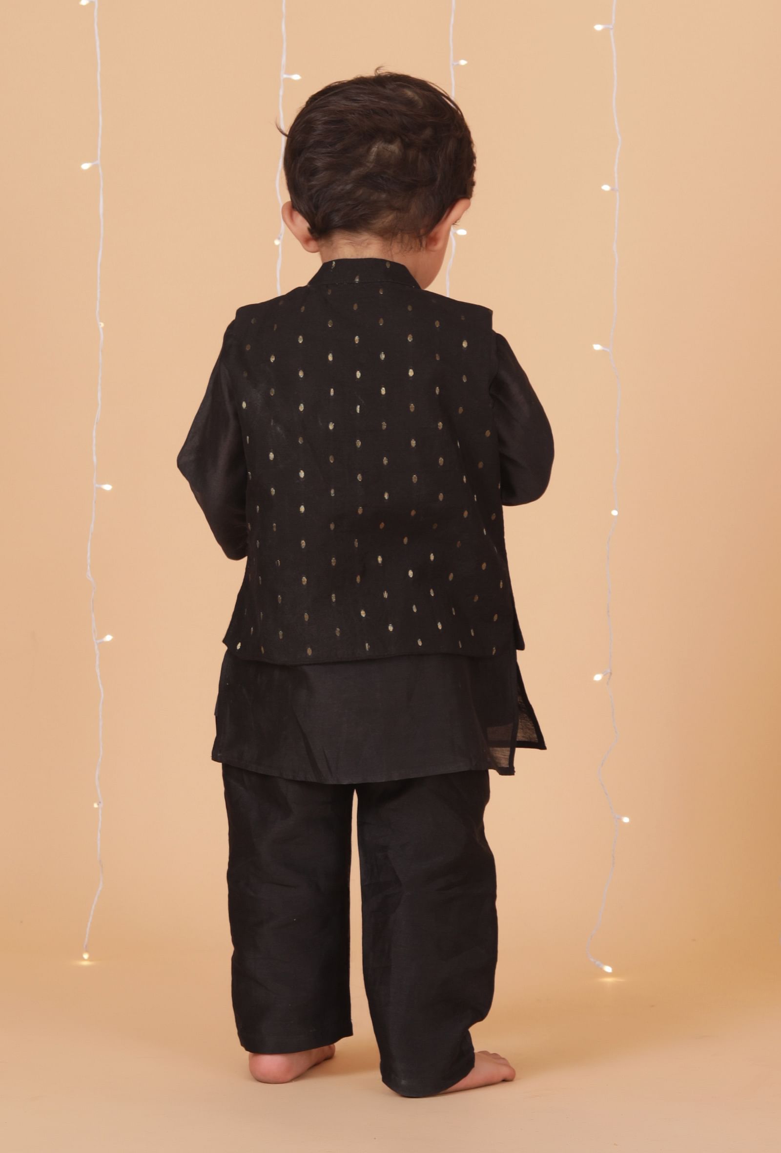 Black Buti Chanderi Nehru Jacket