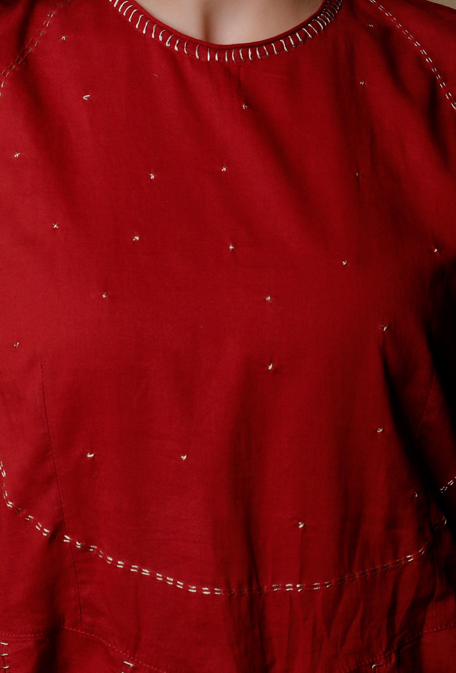Maroon Cotton Top with Zari Details