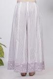 Lilac Stripes Hand Block Printed Cotton Palazzo