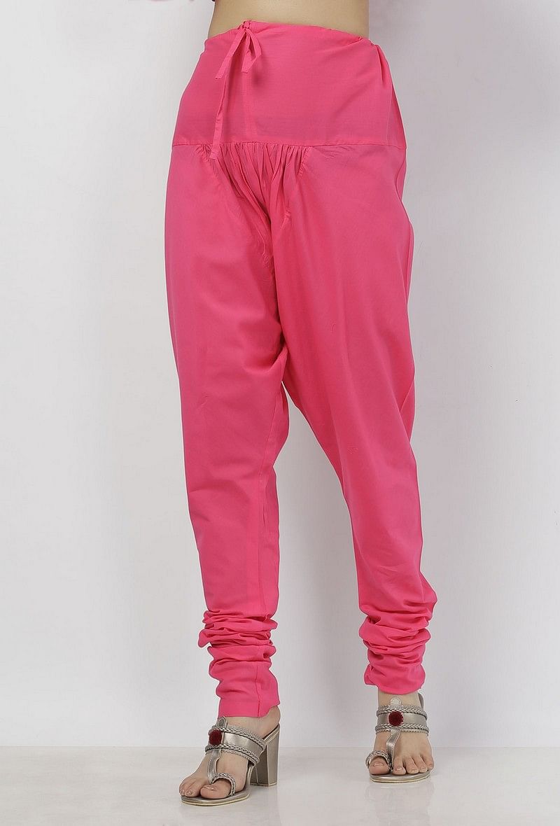 Raisa Pink Plain Cotton Chooridar