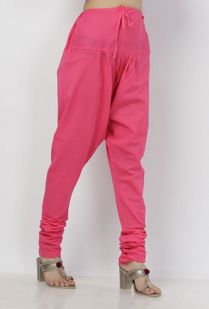 Raisa Pink Plain Cotton Chooridar