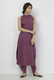 Iya Plain Purple Halter Neck Straight Fit Kota Kurta